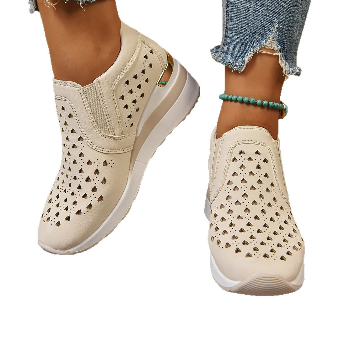 Damen Atmungsaktive Slip-On Sneakers mit hohem Komfort und dekorativem Lochdesign EB