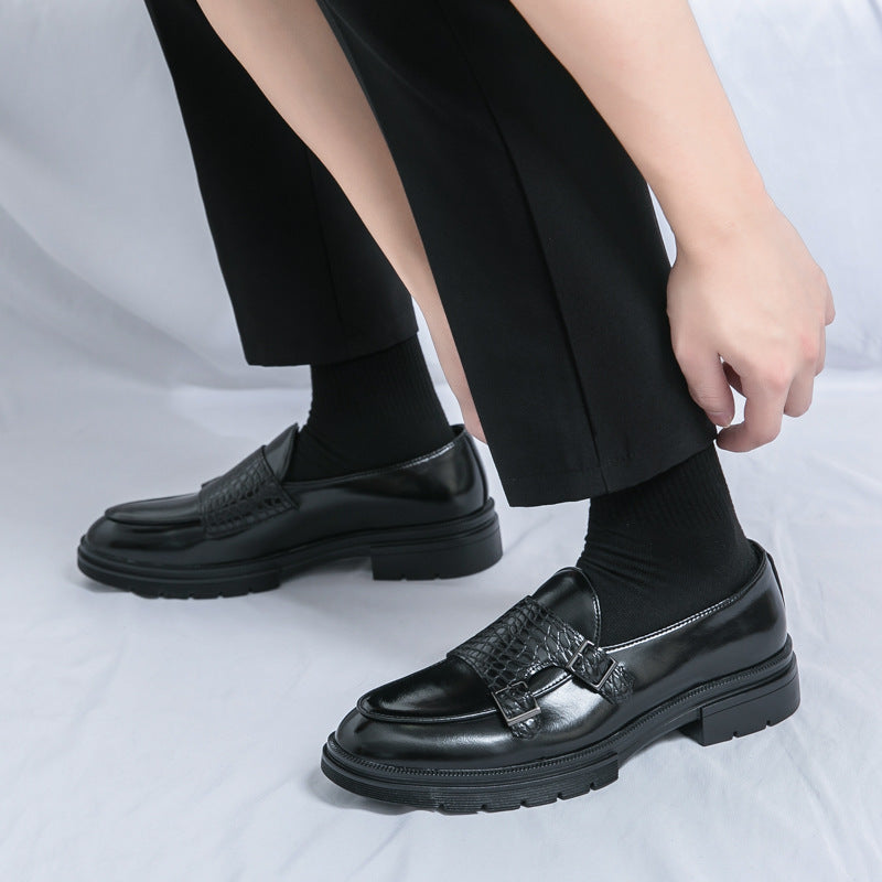 Damen elegante Mokassins mit modischen Schnallen und robustem Profil EB