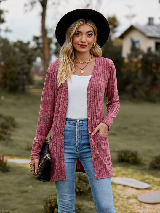 Damen Strickjacke mit strukturiertem Muster und praktischen Taschen EB 1753970709