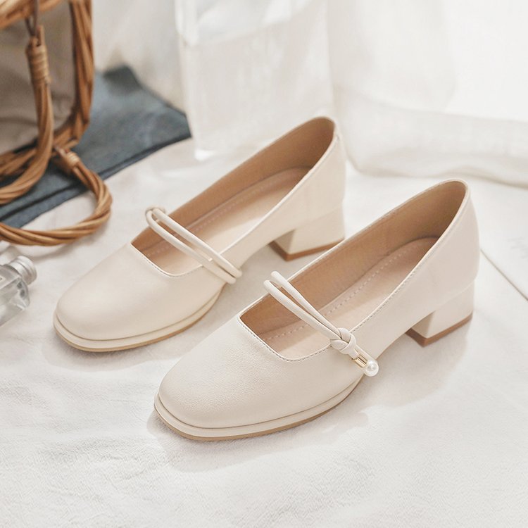 Damen elegante Mary Jane Pumps mit modischem Blockabsatz und feinem Schnallenakzent EB