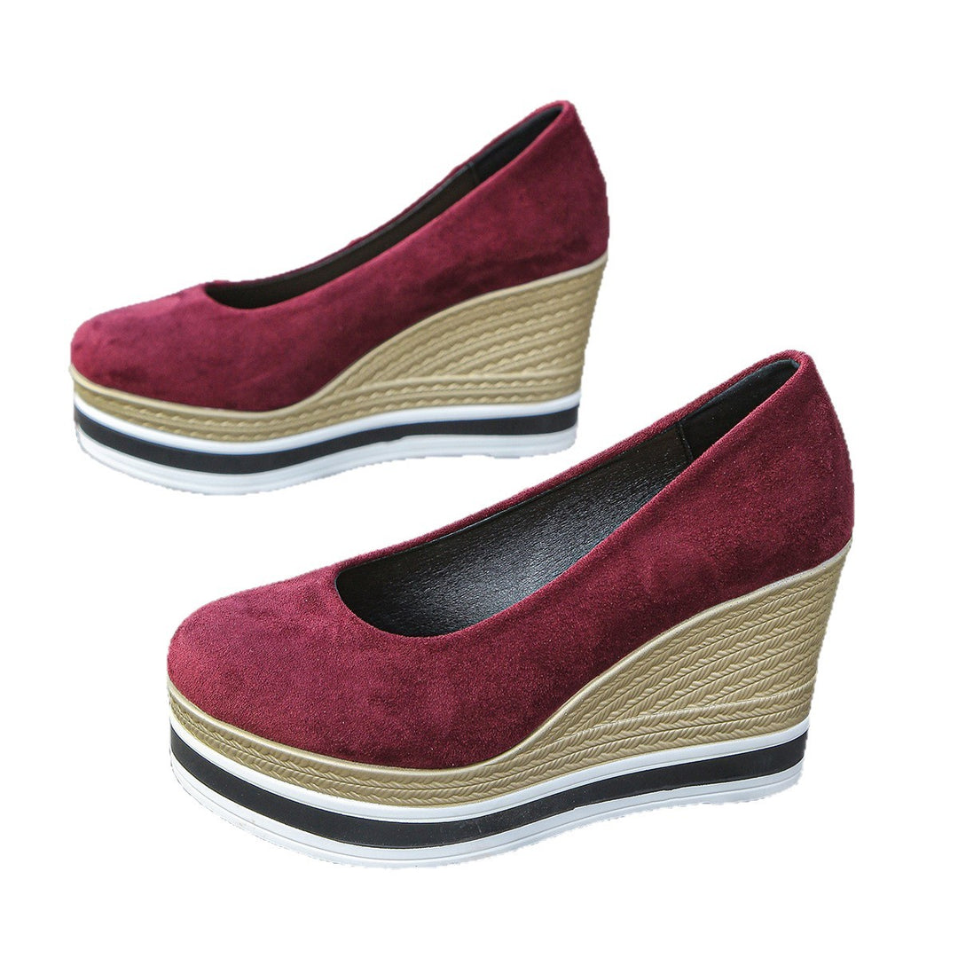 Damen Komfortable Wedge-Pumps aus weichem Veloursleder EB