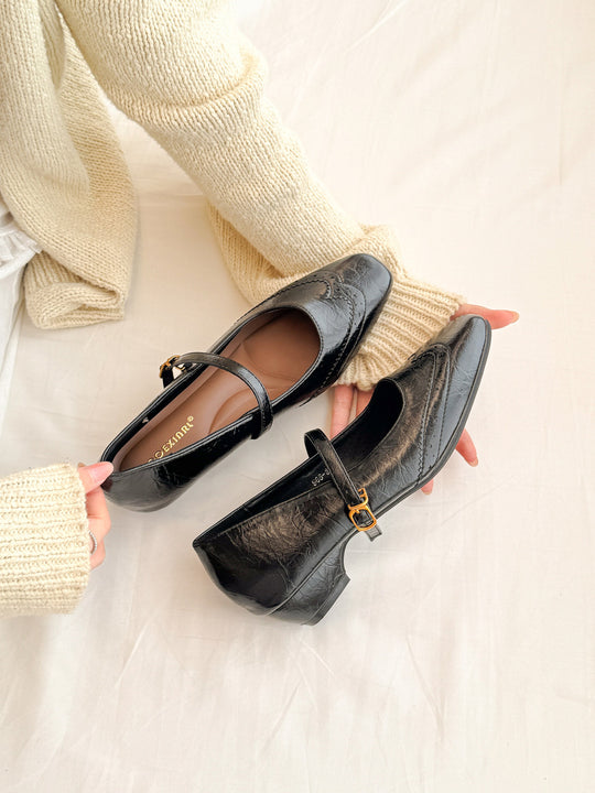 Damen Mary Jane Ballerinas mit elegantem Riemchen und verspieltem Detail EB