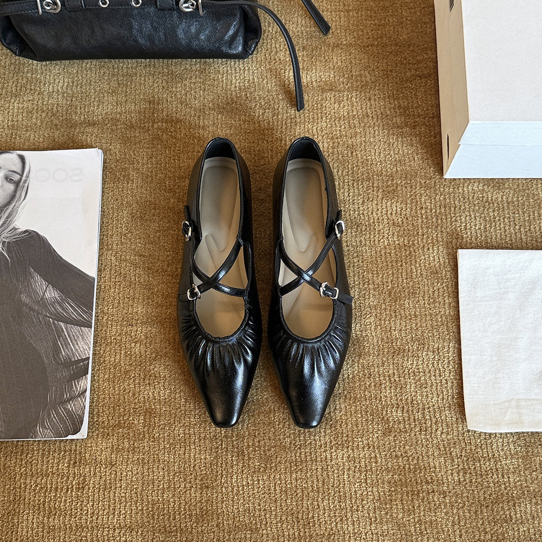 Damen Elegante Slingback-Ballerinas mit verstellbarem Riemen und punktiertem Design EB