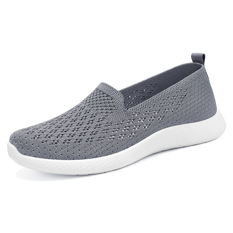 Damen atmungsaktive Slip-On Freizeitschuhe mit elastischem Strickoberteil EB