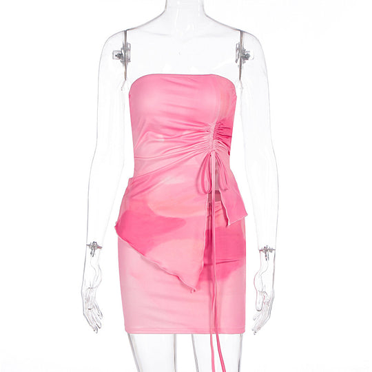 Damen Mini-Kleid mit asymmetrischem Schnitt und Raffungsdetails EB