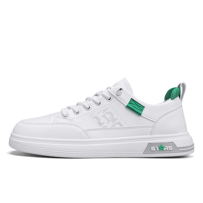 Herren minimalistische Kunstleder-Sneaker mit belüfteter Zehenperforation und gepolsterter Fersenschlaufe EB