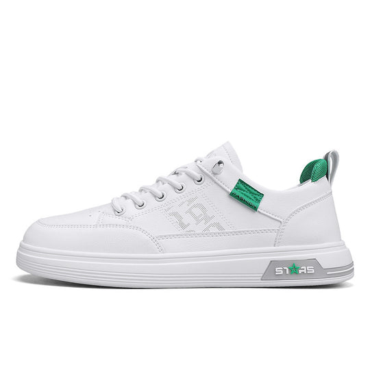 Herren minimalistische Kunstleder-Sneaker mit belüfteter Zehenperforation und gepolsterter Fersenschlaufe EB