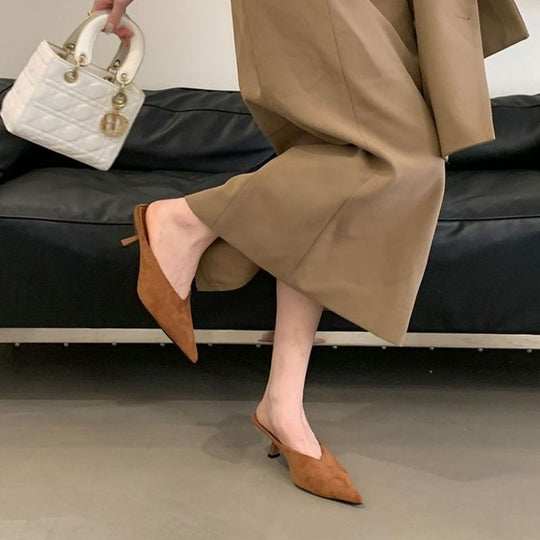 Damen elegante Mules mit spitzem Design EB