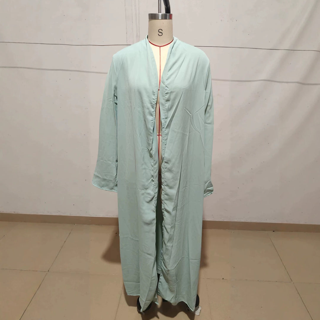 Damen Langer Kaftan‑Mantel mit fließender V‑Ausschnitt Drapierung EB