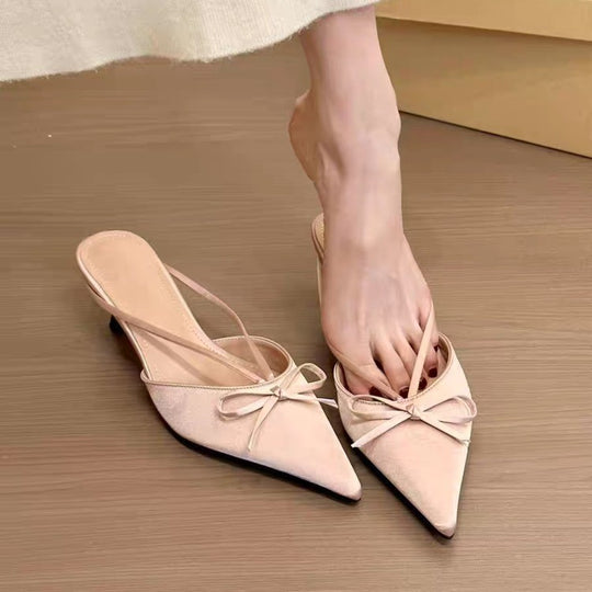 Damen Elegante Slingback-Mules mit raffinierter Schleifenapplikation EB