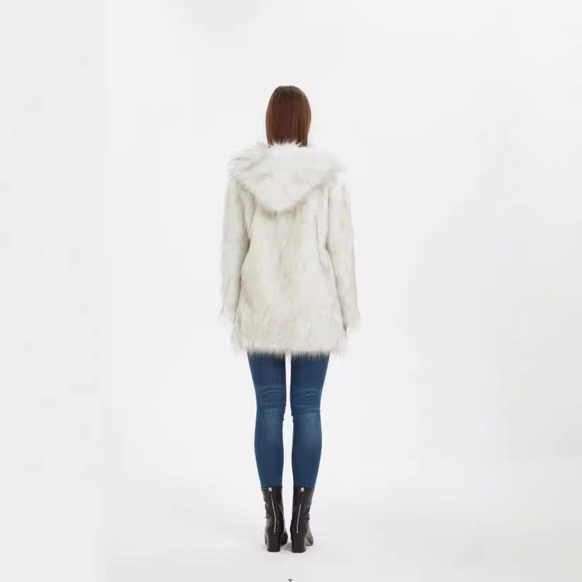 Damen Coole und lässige Kunstpelzjacke EB