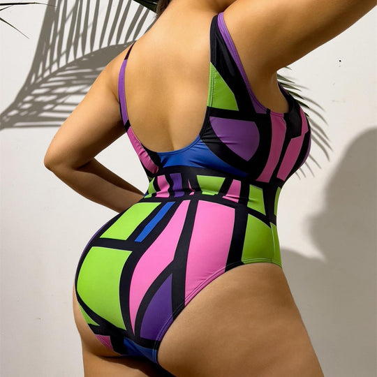 Damen Einteiler Badeanzug mit geometrischem Design EB