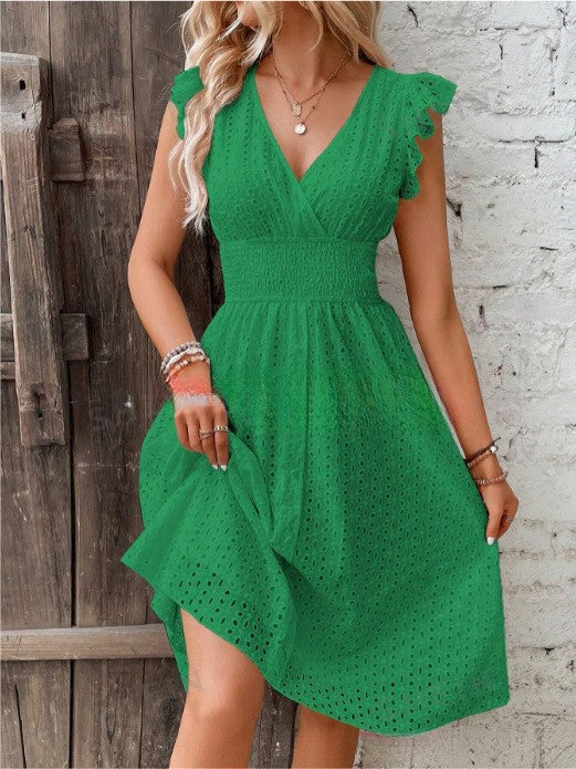 Damen Sommerkleid mit eleganten Spitzenärmeln EB