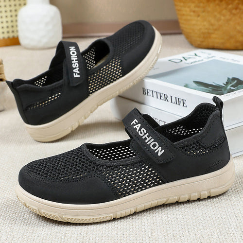 Damen modische Slip-On Freizeitschuhe mit verstellbarem Klettverschluss und atmungsaktiver Netzstruktur EB