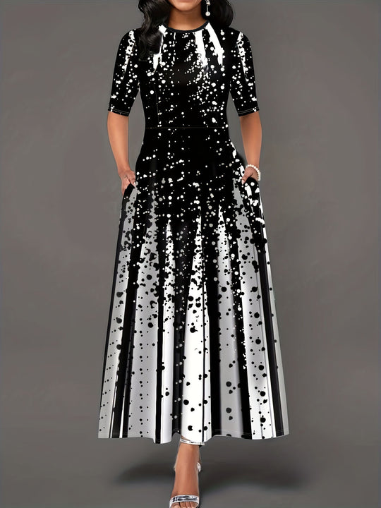 Damen Maxikleid mit elegantem Spritzmotiv EB