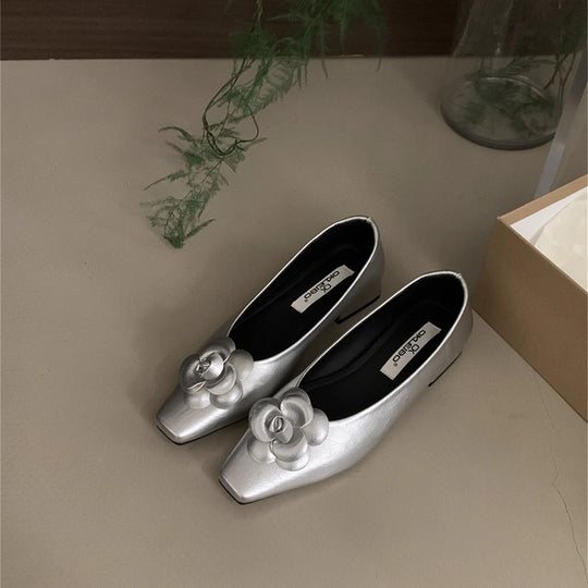 Damen Ballerina-Pumps mit dekorativem Blumendetail EB