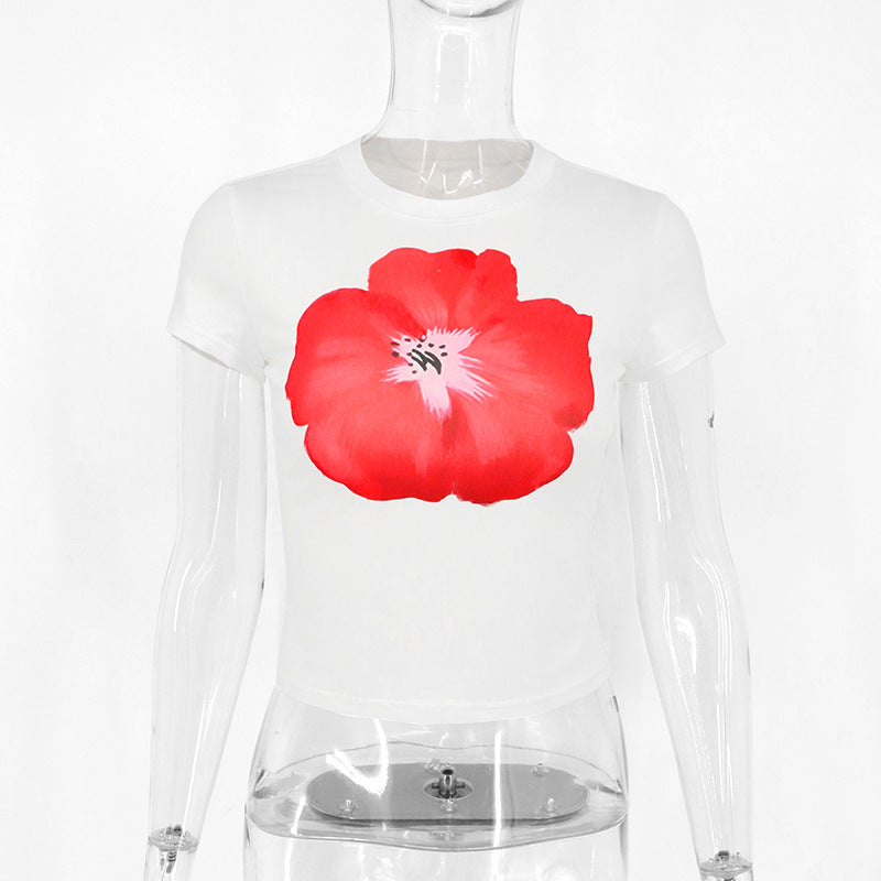 Damen Crop-T-Shirt mit floralem Print EB