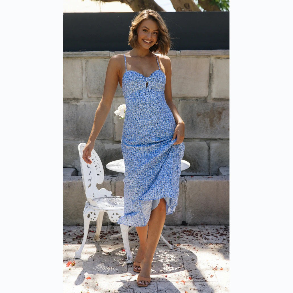 Damen Maxikleid mit verspieltem Blumenmuster und fließendem Schnitt EB