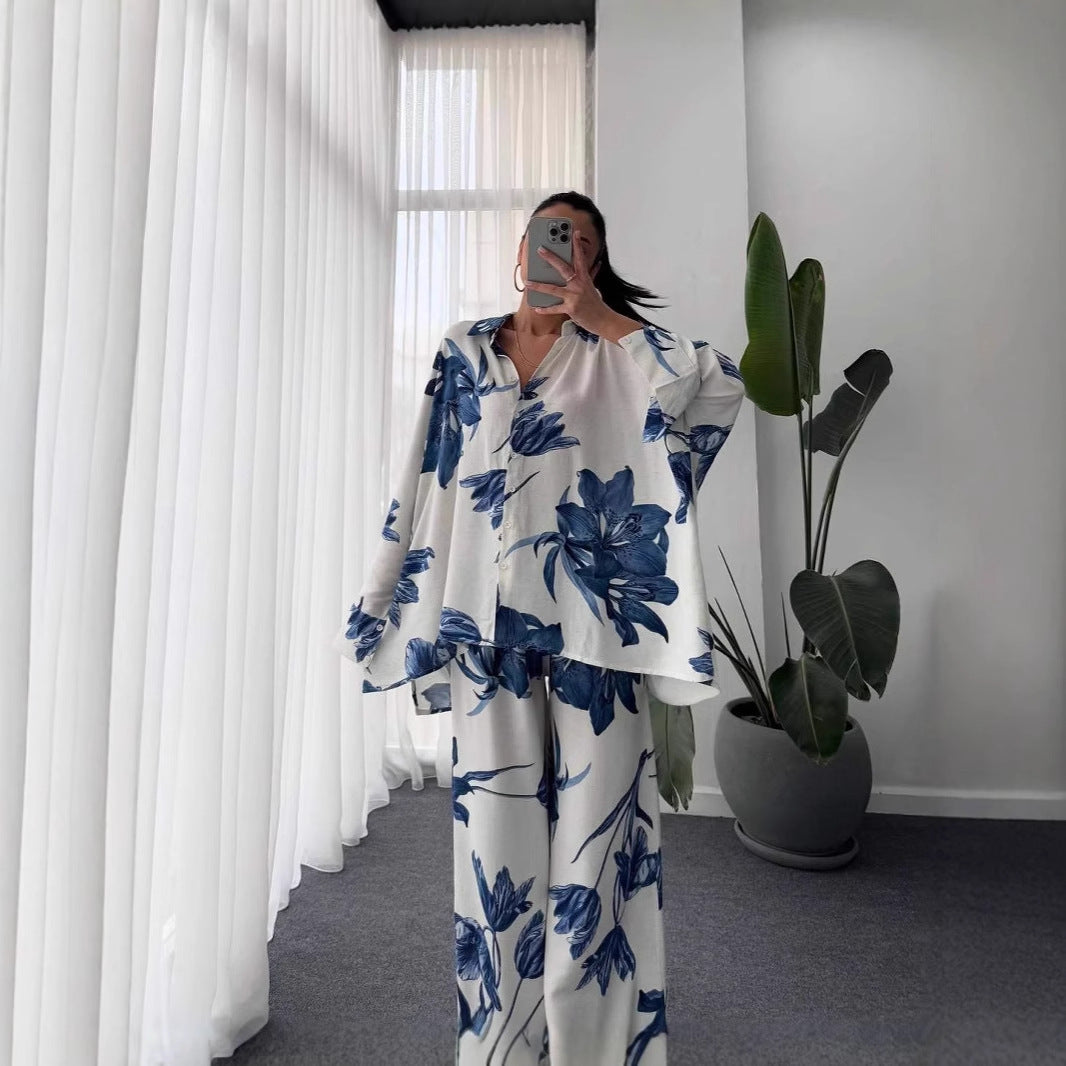 Damen Lässiges und elegantes Blusenset mit floralem Muster EB