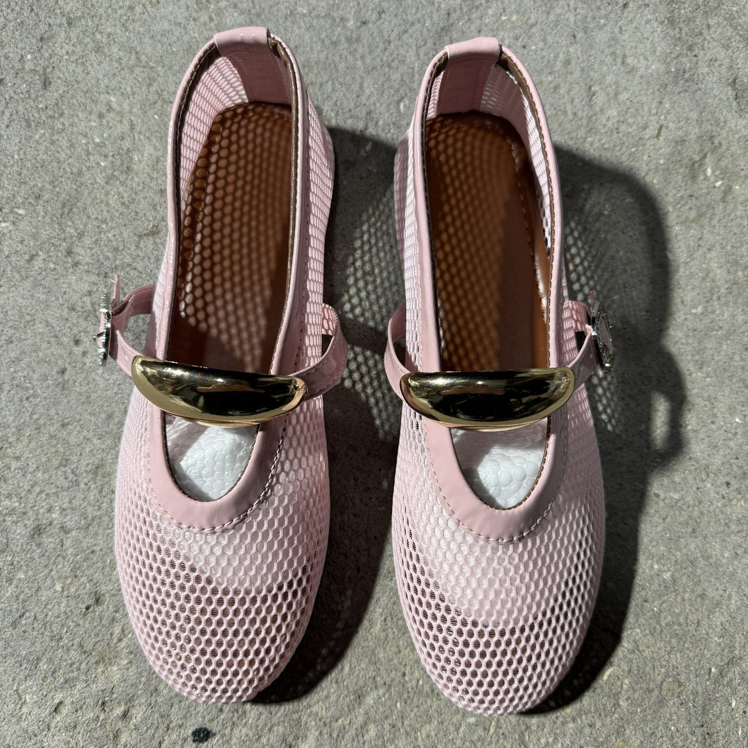 Damen Stilettos mit netzartigem Obermaterial und moderner Schnallenapplikation EB