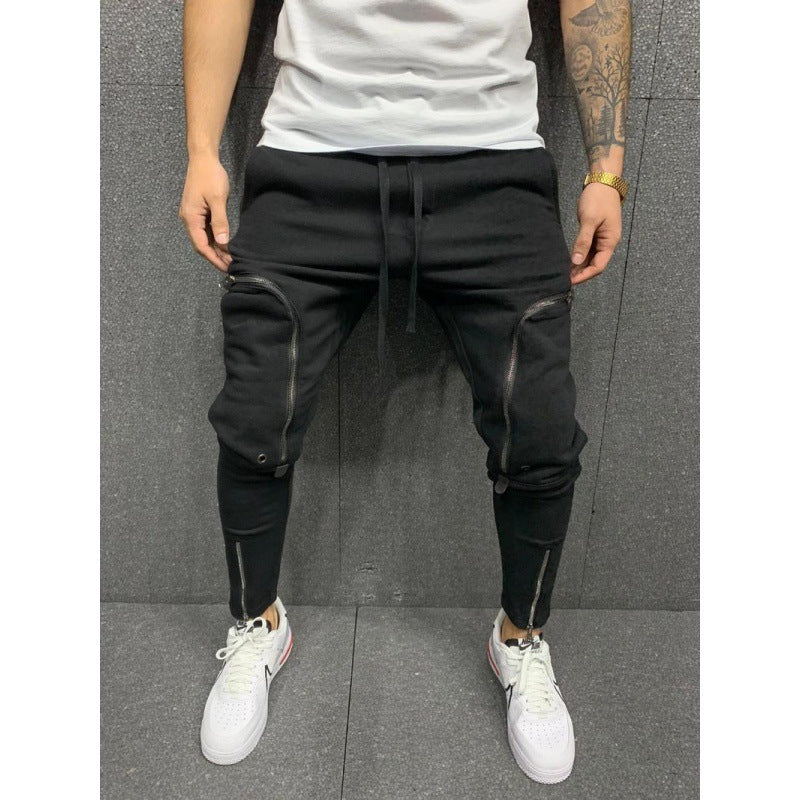 Herren Sportliche Jogginghose mit stylischen Reißverschlüssen und körpernahem Schnitt EB