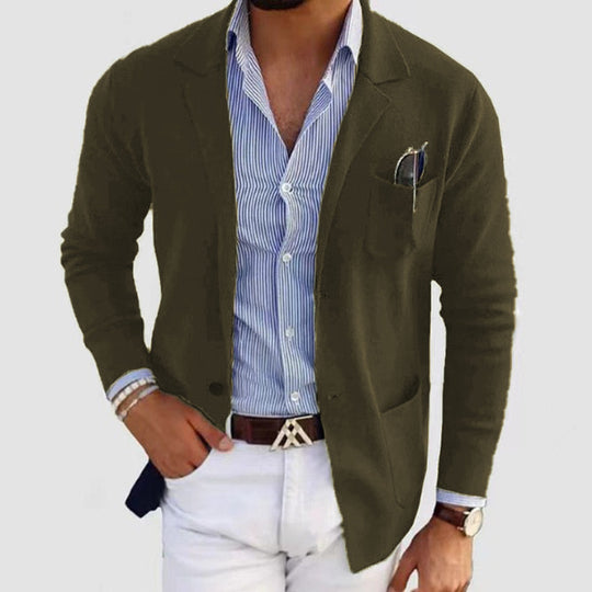 Herren lässiger Strickblazer mit praktischen Taschen und bequemer Passform EB