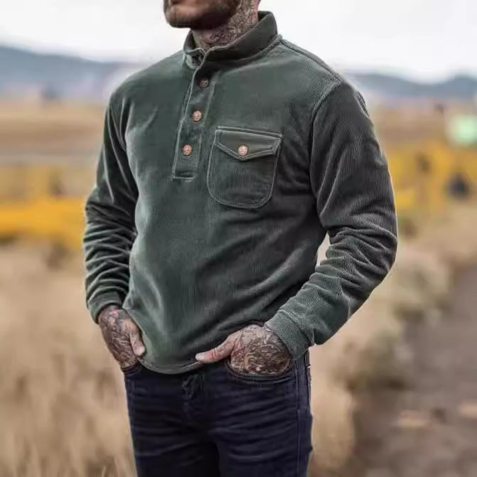 Herren Fleece-Hemd mit Knopfleiste und Brusttasche EB