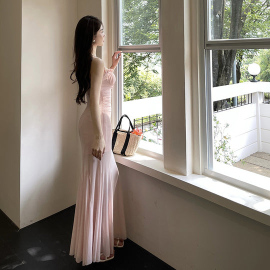 Damen Elegantes Maxikleid mit raffinierten Rüschendetails EB