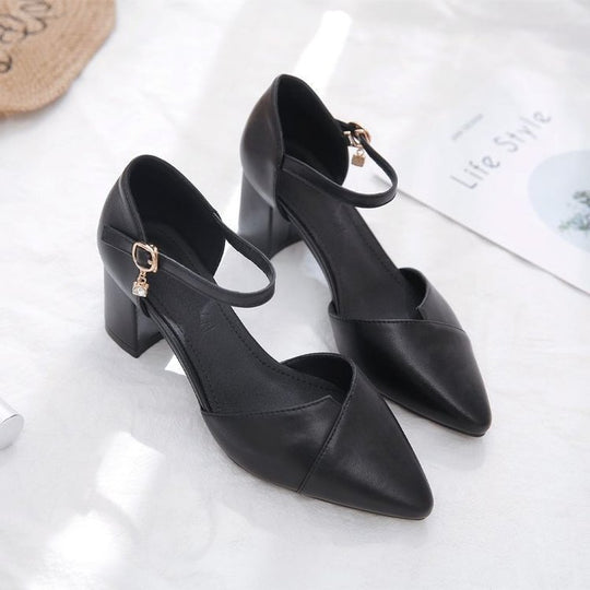 Damen elegante Halbschuhe mit modischer Schnallenverzierung und stabilen Blockabsatz EB