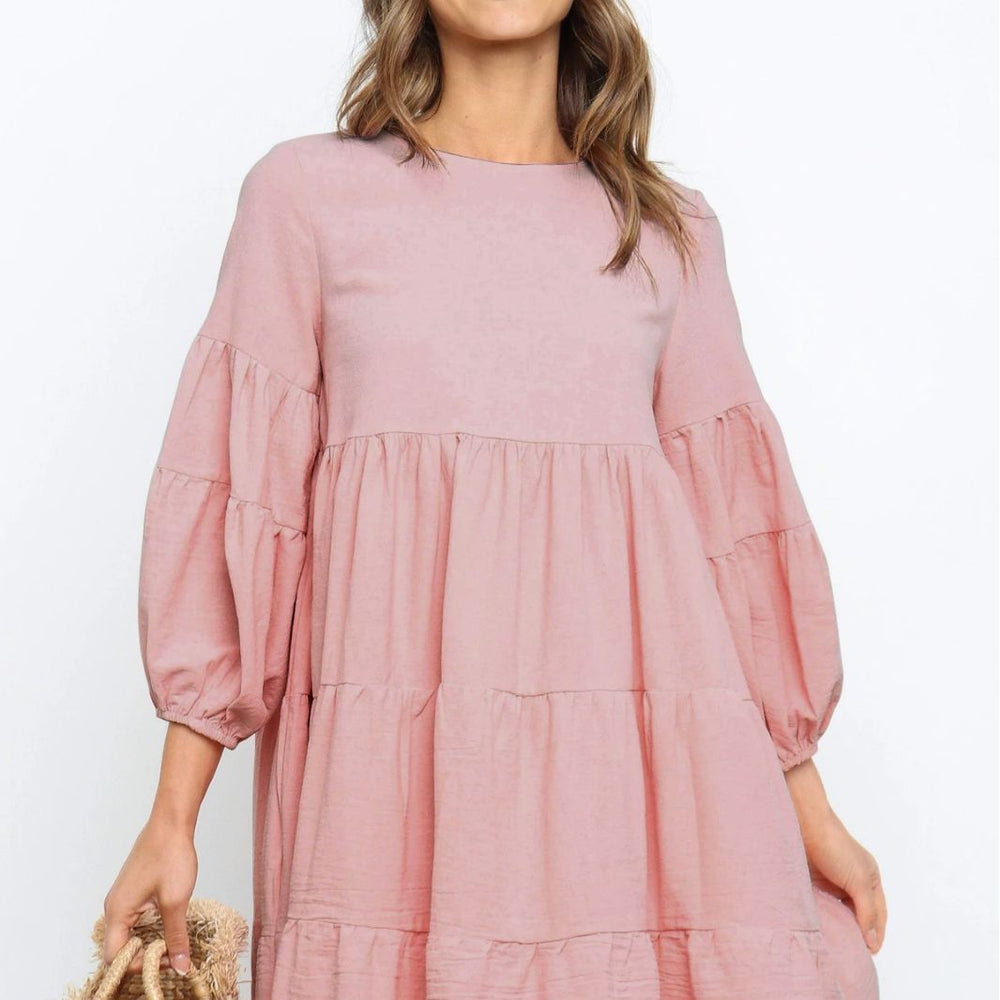 Damen romantisches Sommerkleid mit voluminösen Ärmeln und Rüschendetails EB