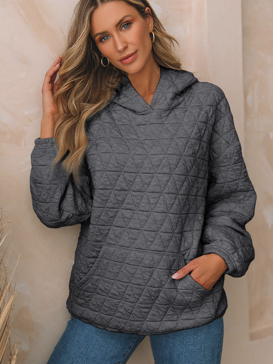 Damen Kapuzenpullover mit strukturiertem Steppmuster und praktischen Taschen EB
