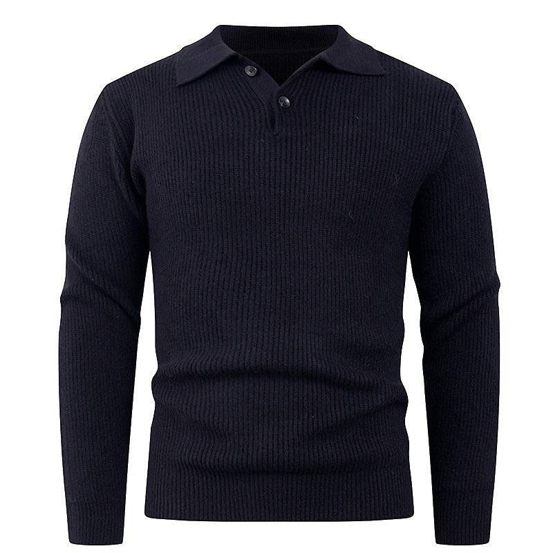 Herren Strickpullover mit modernem Polokragen und funktionalem Knopfverschluss EB