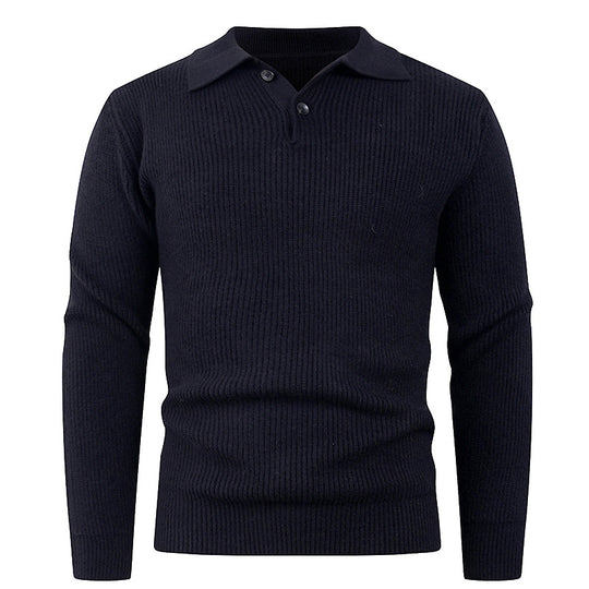 Herren Strickpullover mit modernem Polokragen und funktionalem Knopfverschluss EB