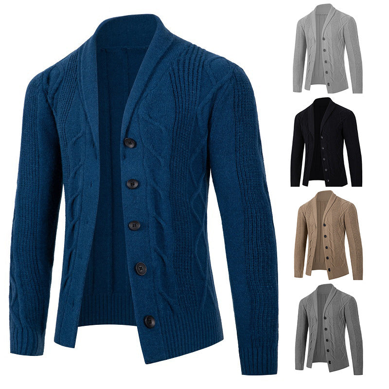 Herren Strickjacke mit modischem Zopfmuster und strukturierter Textur EB