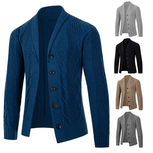Herren Strickjacke mit modischem Zopfmuster und strukturierter Textur EB