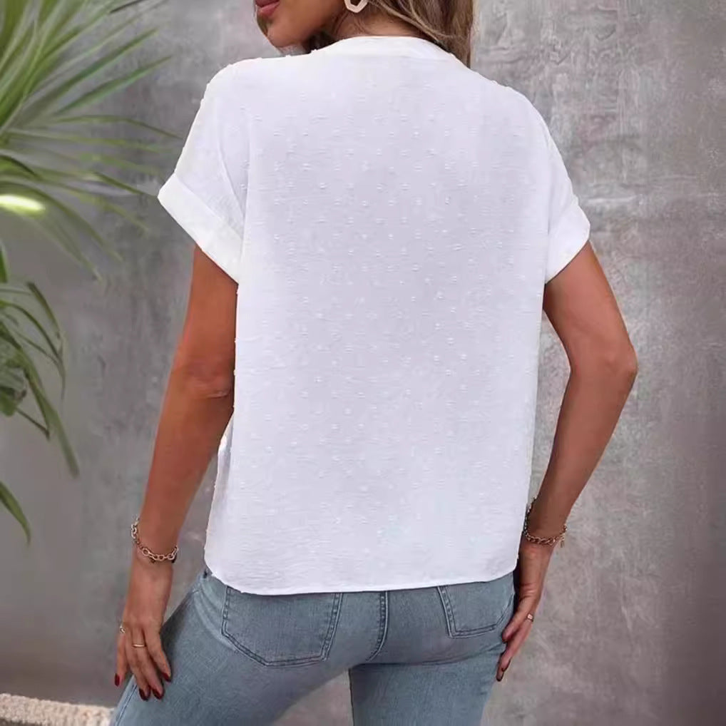 Damen Kurzarm Bluse mit feinem Strukturmuster Heidi-Mode