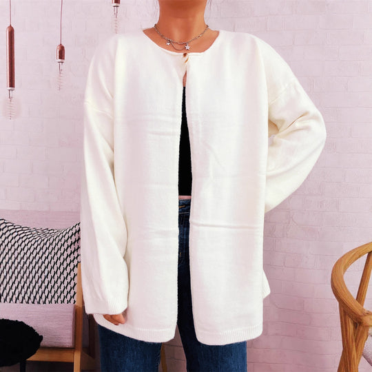 Damen lässiger Strickcardigan mit offenem Schnitt und weichen Materialien EB