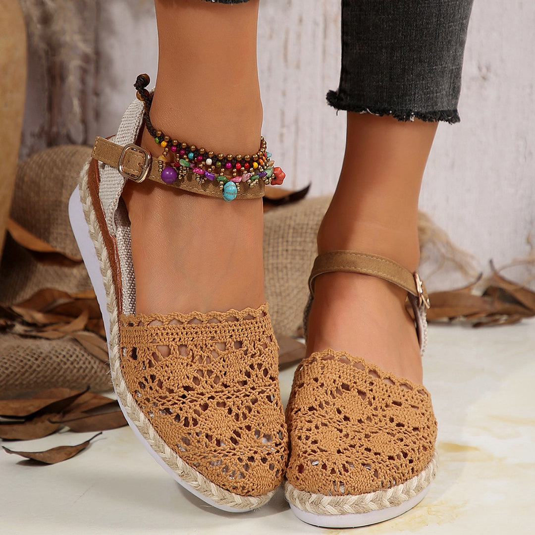 Damen Espadrilles mit elegantem Häkel-Design und komfortabler Sohle EB