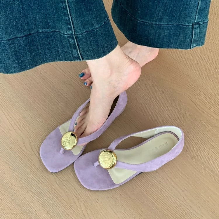 Damen Sandalen mit modischem Gold-Detail und ergonomischer Sohle EB