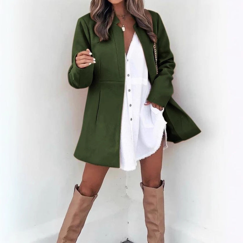 Damen Modische Übergangsjacke mit schlichten Linien und praktischen Taschen EB