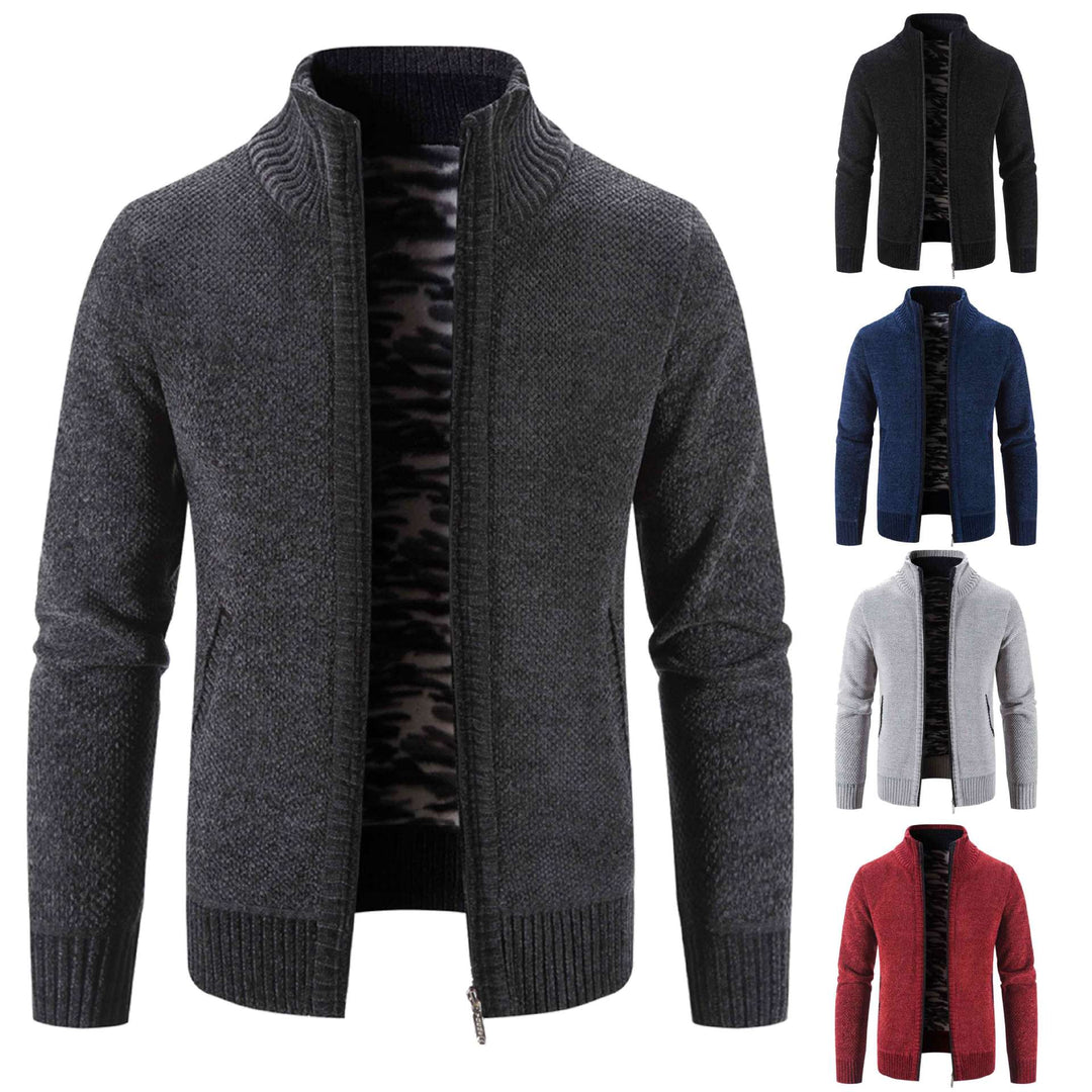 Herren Strickjacke mit hohem Kragen und praktischen Reißverschlusstaschen EB