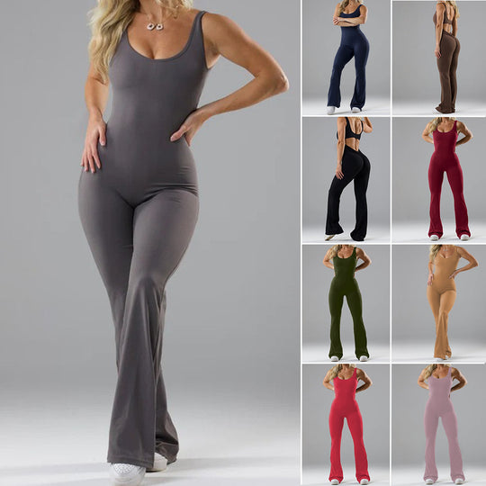 Damen Fitness-Jumpsuit mit weitem Bein und elegantem Schnitt EB