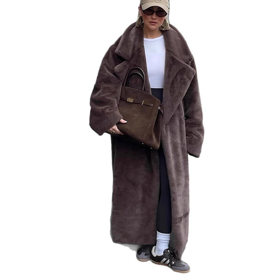 Damen Oversized Kunstfellmantel EB
