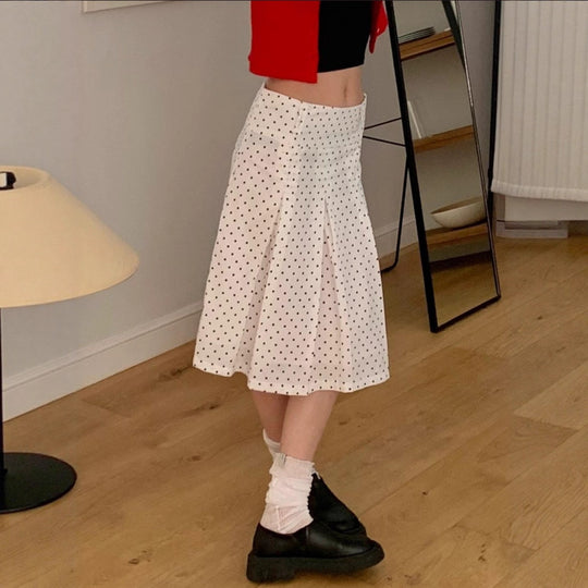 Damen Midirock mit verspieltem Punktmuster und eleganter A-Linie EB