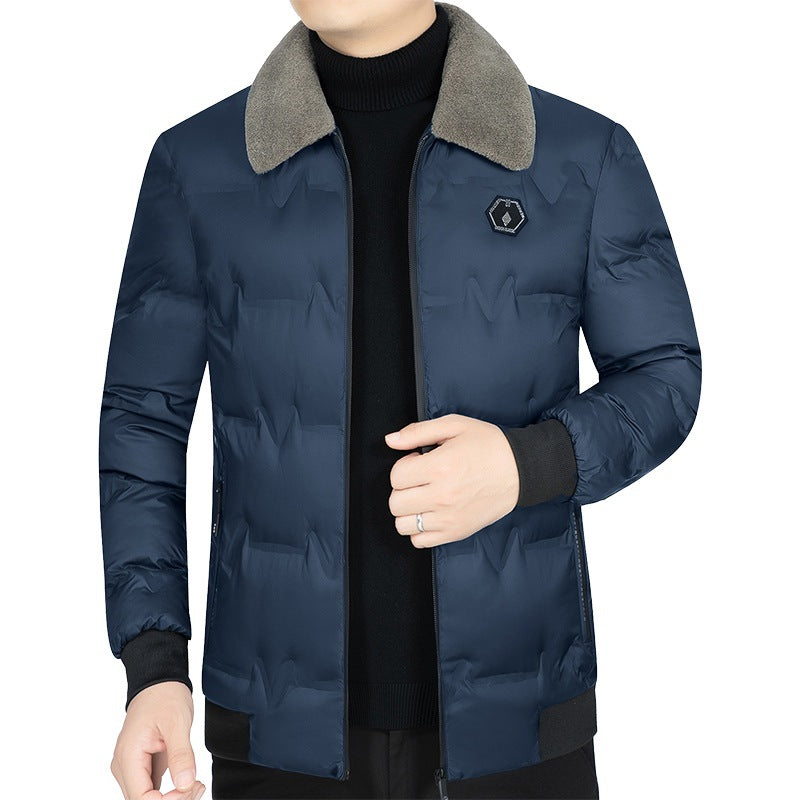 Herren Gesteppte Winterjacke mit Kunstfellkragen und Thermofüllung EB