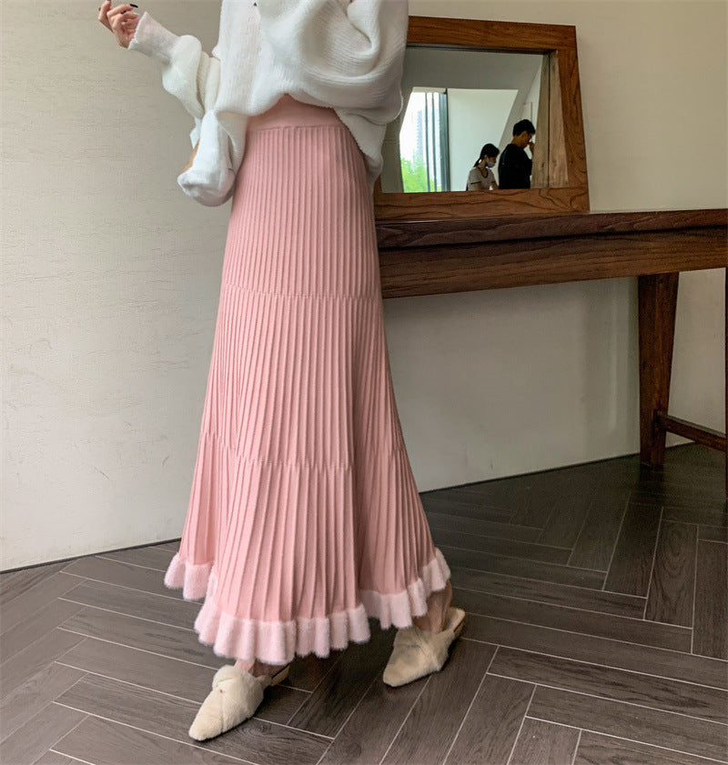 Damen Plisseerock mit voluminösem Saum EB