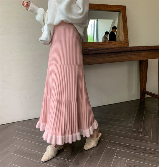 Damen Plisseerock mit voluminösem Saum EB