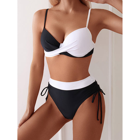 Damen Hochtaillierter Bikini mit modischem Wickel-Design EB