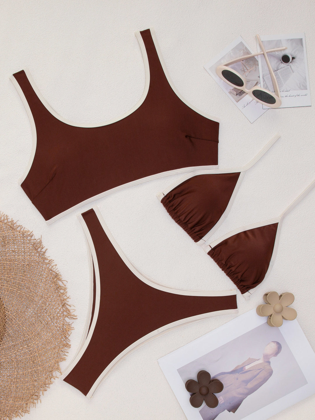 Damen Triangel-Bikini-Set mit verstellbaren Bindebändern EB