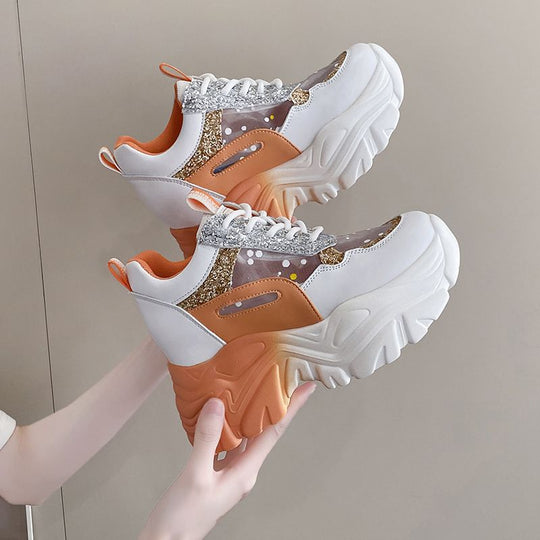Damen Sneaker mit trendigem Glitter-Design und bequemer dämpfender Sohle EB
